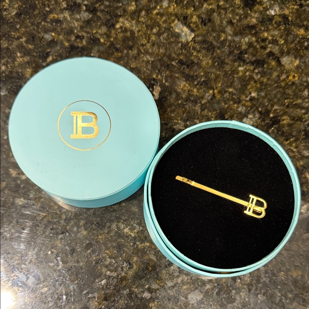 Balmain Gold Initial B Tie Clip